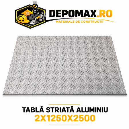 Tabla aluminiu striata 2mm , 1250x2500mm (5754)